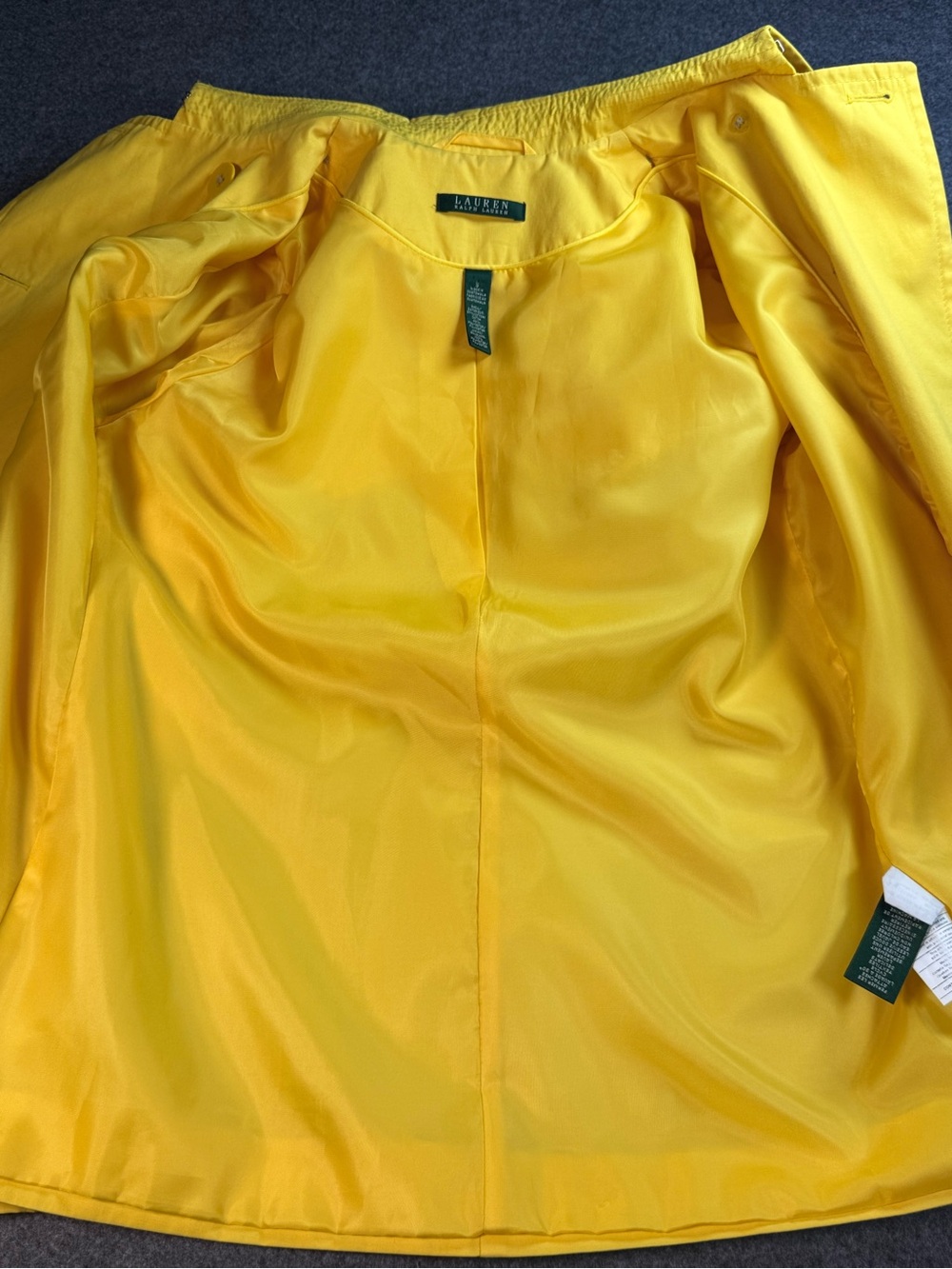 Lauren Ralph Lauren Yellow Trench Coat Jacket Size Small Cotton Blend l Raincoat - Picture 7 of 13
